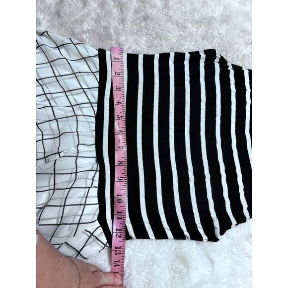 Bailey 44 Black & White Striped & Grid Pattern Sleeveless High-Low Dress women s - Picture 3 of 8